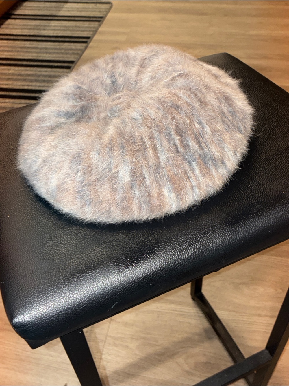 Vintage Kangol Design Fuzzy Beret Hat Made in England Taupe Gray